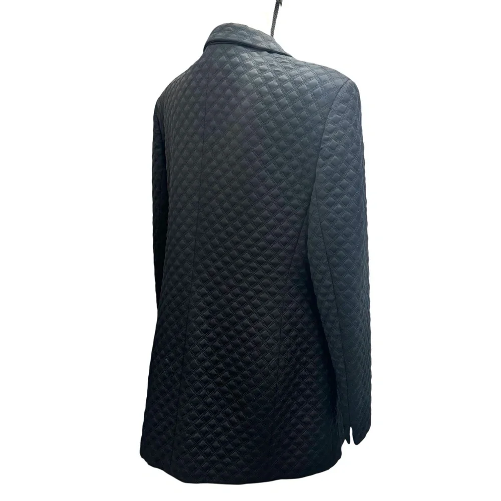 ESCADA ELEMENTS BLACK SILK DIAMOND STITCH DESIGN FITTED BLAZER JACKET